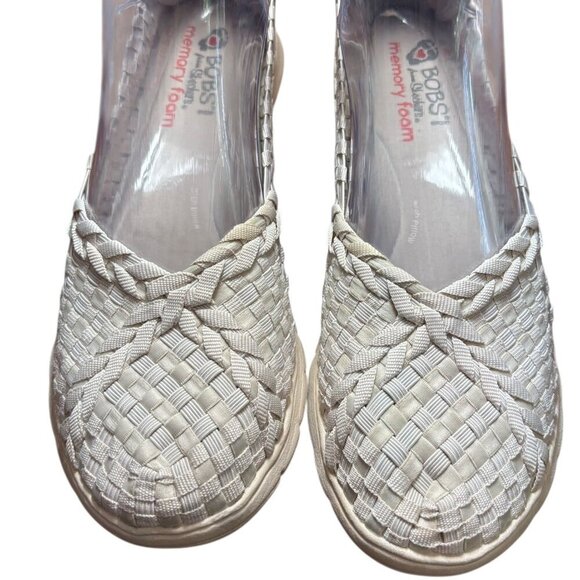BOBS from Skechers Woven Womens Flats Shoes Cream Size 8 Nice Condition - Picture 6 of 10